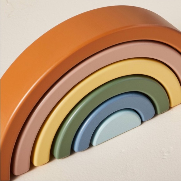 NWT Rainbow Wooden Block Stacker, 6 piece - Picture 3 of 3